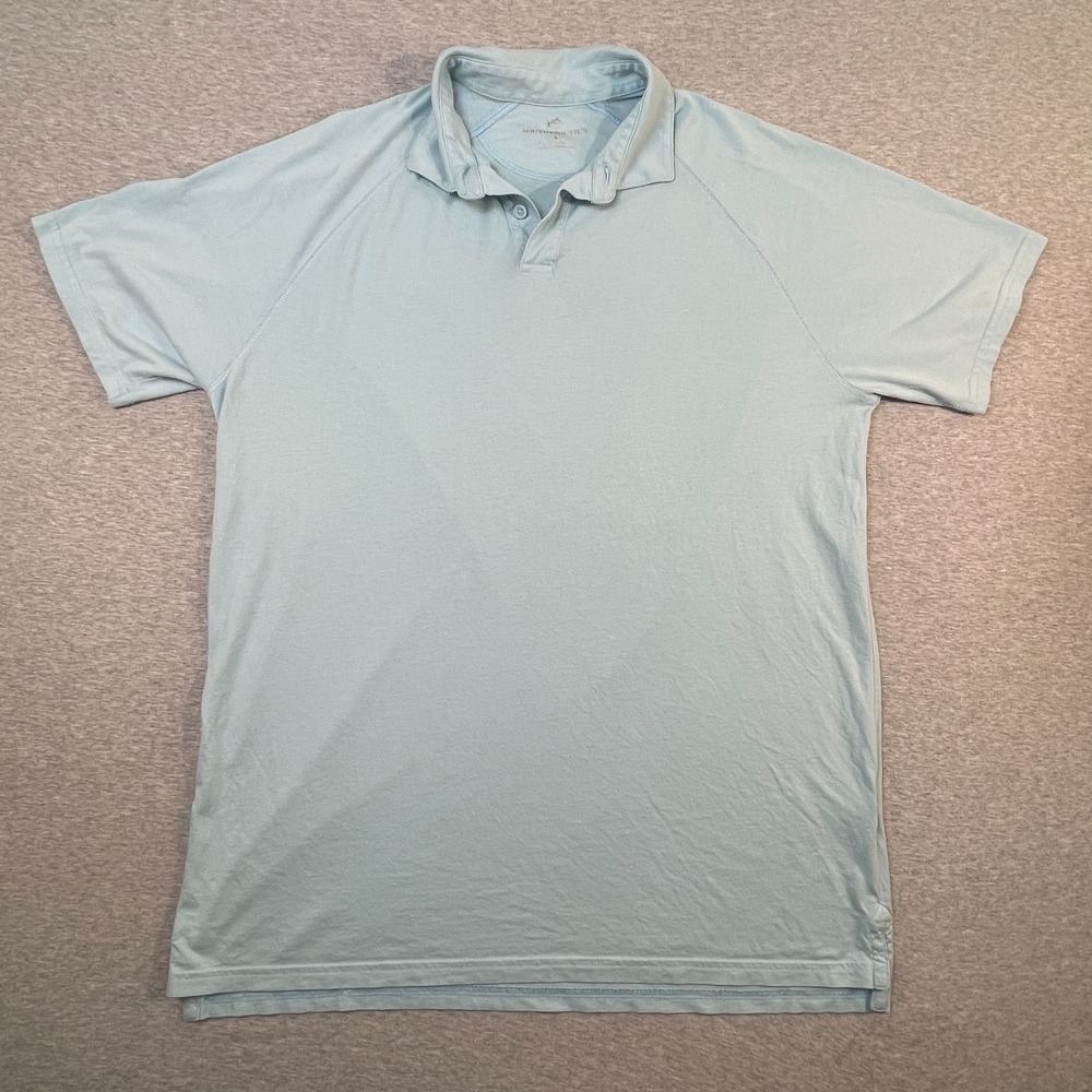 Southern Tide Polo Shirt Mens Large L Ice Blue Pima Cotton Back Logo Skipjack 29